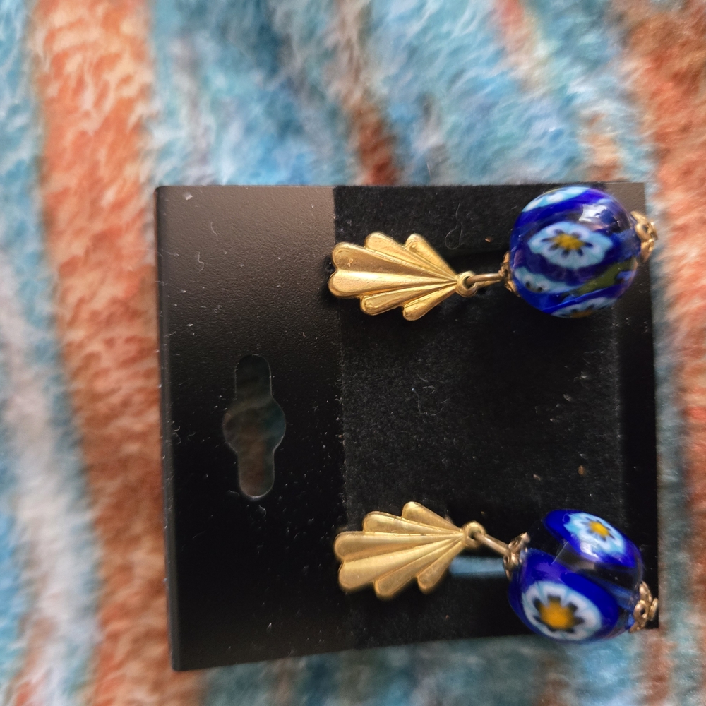 Elegant Blue and Gold Earrings